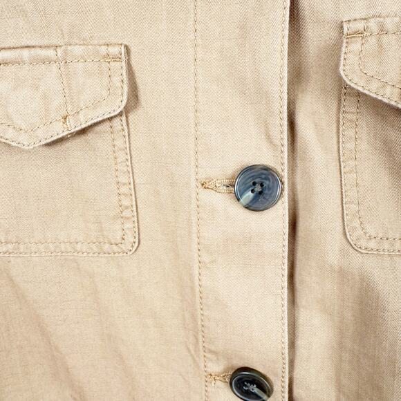 Talbots Petites Field Safari Style Jacket Funnel Neck Button Front Classic MP - Picture 6 of 14